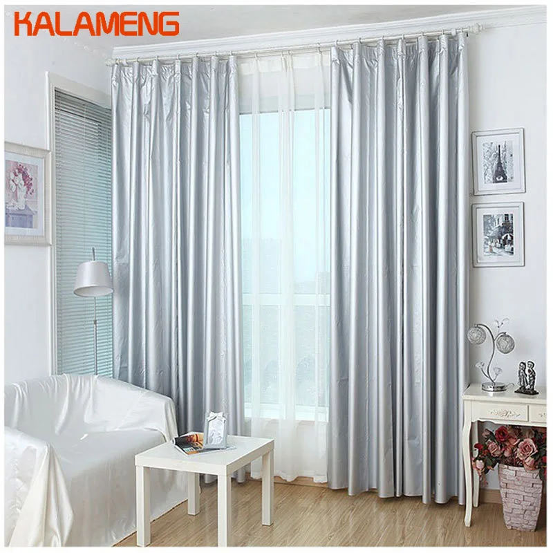 

Modern Bedroom Blackout Curtain Heat Insulation Silver Curtains For Hotel School Hospital Solid Color Livingroom Decor AXY8130