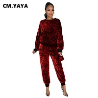 CM.YAYA Streetwear Sequin Sweatsuit Women’s Set Sweatshirt Jogger Pants Suit Active Tracksuit Two Piece Set Fitness Outfit S-5XL
