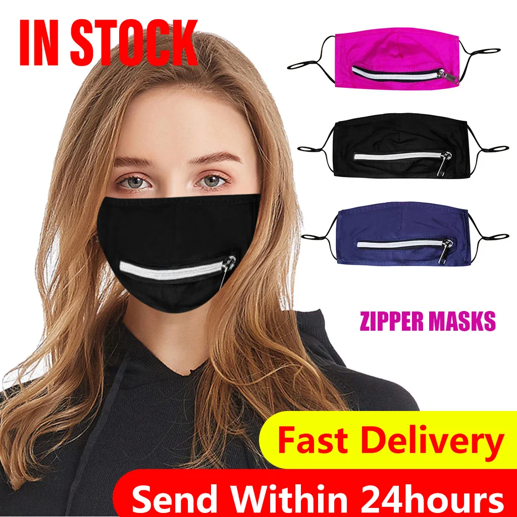 Adult Protect Zip Up Face Mask Dustproof Reusable Washable Adjustable mouth Mask Drinking Face cover with Zipper Mascarilla|Cycling Face Mask| - AliExpress