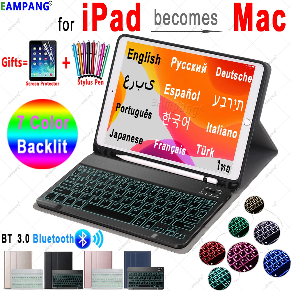 バックライトキーボードケースipadの10 2ケースipad 5 6th 7th 8th世代の空気2 3プロ9 7 10 5 11 17 18 19 キーボードケース タブレット 電子書籍ケース Aliexpress