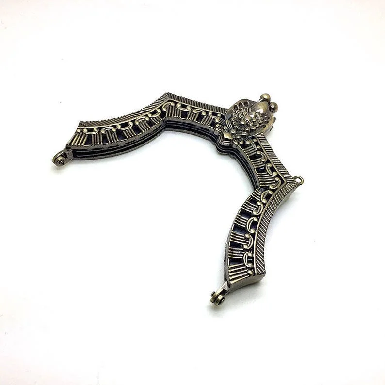 12X13 Cm Antique Brass Crystal On Surface With Screws Handmade DIy Handbag Accessories Wholesale Metal Purse Frame Obag Handles