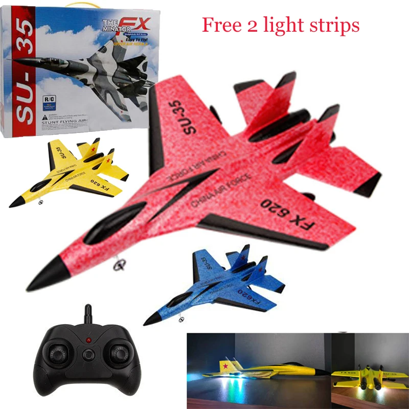 2.4G Glider RC drone SU35 Fixed wing airplane Hand Throwing foam dron Electric Remote Control Outdoor Plane toys for boys F22 | Игрушки и