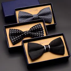 Новинка 2019, модные мужские галстуки-бабочки, Свадебный двойной тканевый полосатый галстук в горошек, клубный банкет годовщина