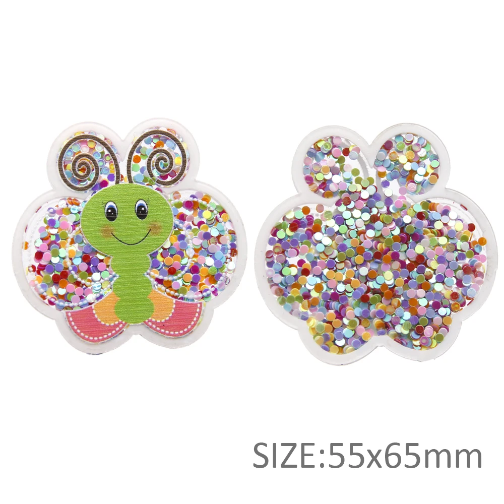 David accessories 5pcs/lot Cloud Design Acrylic Liquid Quicksand Pacthes Sequin DIY Bow Phone Cover Supplier Material,5Yc8232