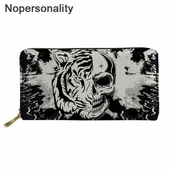 

Nopersonality Men Wallets Cool Tiger Skull Print Black Pu Leather Long Purse Daily Cash Wallets Male Cart Holder cartera hombre