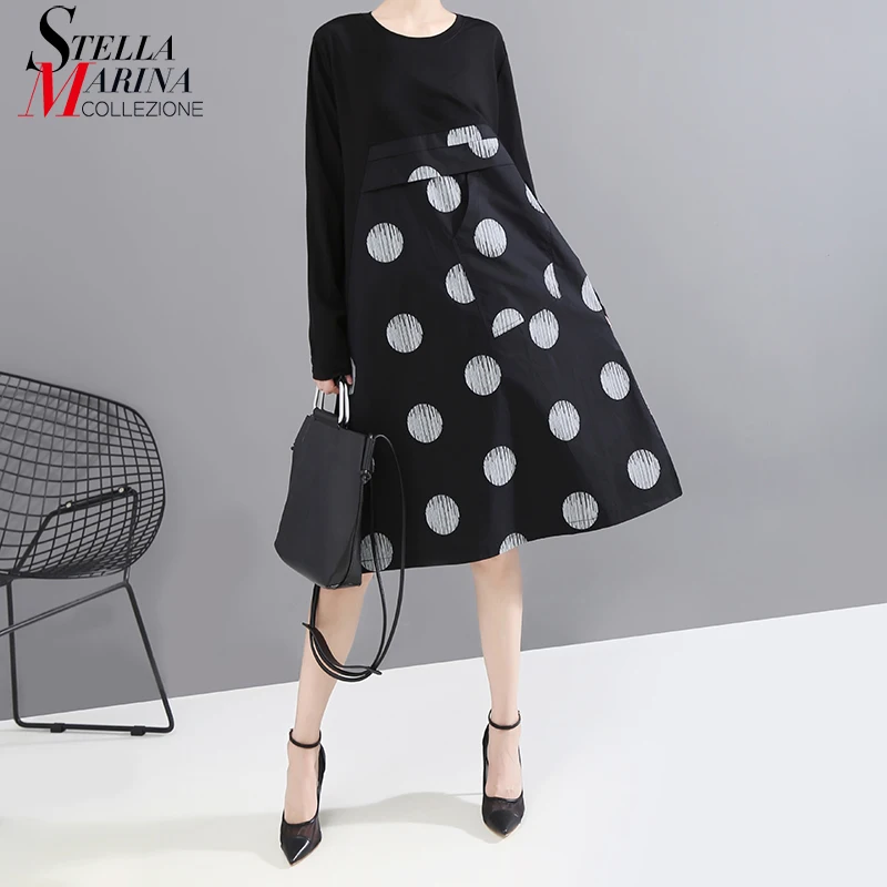 * Новинка 2019 корейский стиль с длинным рукавом женское милое платье в крупный