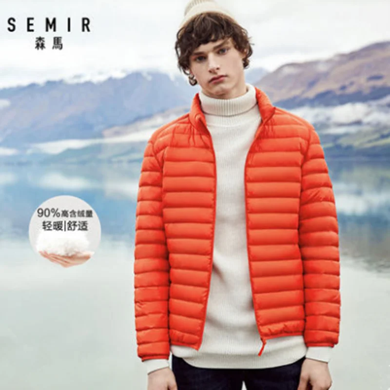SEMIR пуховик мужской зимний Портативный Теплый 90% белый утиный пух с капюшоном Мужское пальто Jaqueta Masculino Chaqueta Hombre