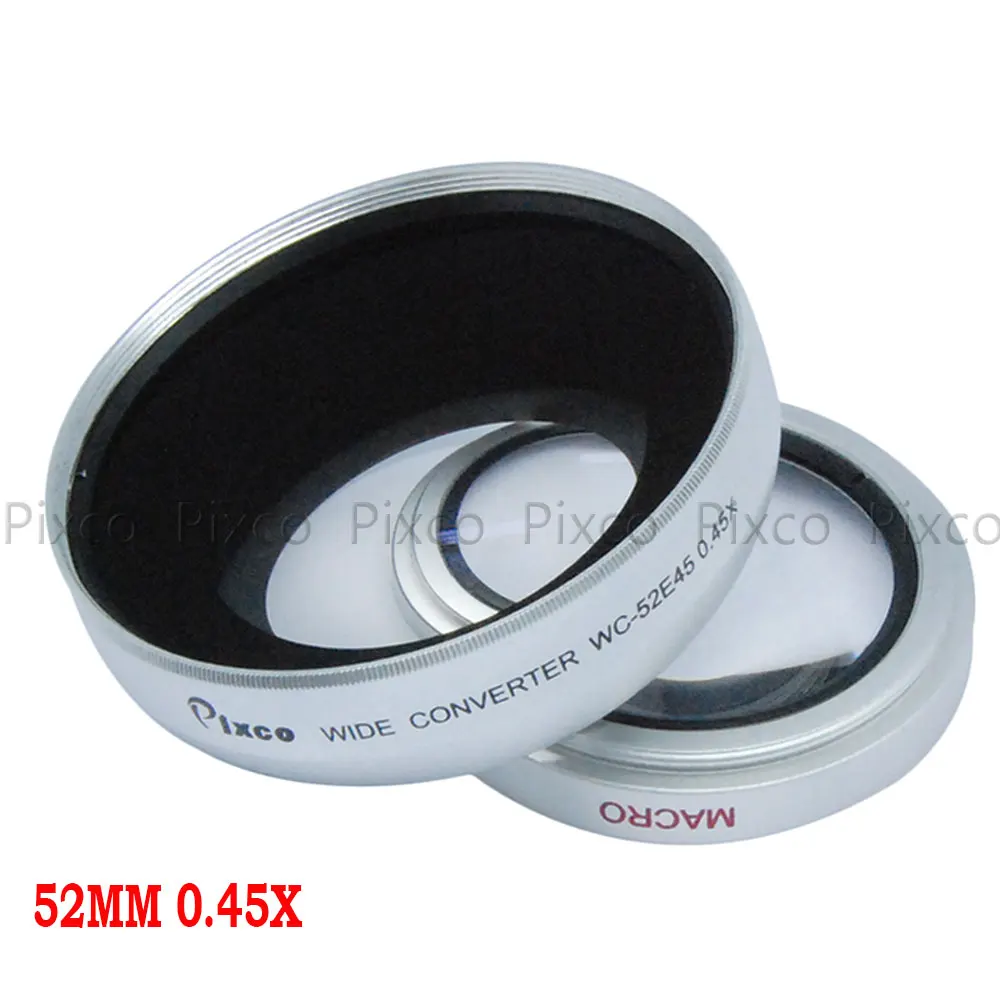 52 мм 0.45X Широкоугольный объектив с макро для Canon Nikon Pentax Sony, Panasonic(серебристый