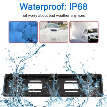 

Hot European License Plate Frame Backup Camera 8LED 12 LED Rear View Camera IP68 with Reversing Radar System Parking Sensor