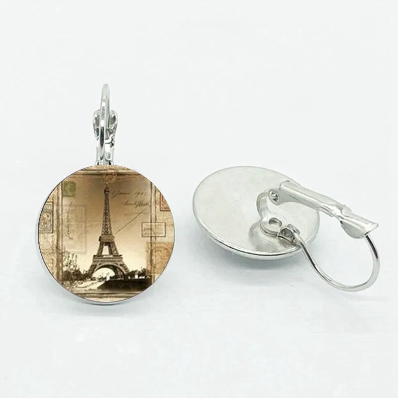 Romantic City, Paris, France, Eiffel Tower Literature Simple Style Earrings Glass Convex Jewelry DIY Earrings Women Lover Gifts