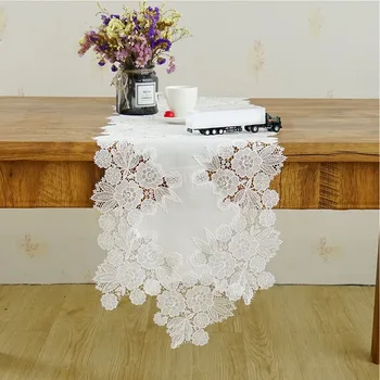 

For Events Home Decor Floral Dinning Living Room Rural Table Cloth Wedding Runner Textile Dustproof Cover Embroidered Lace Party