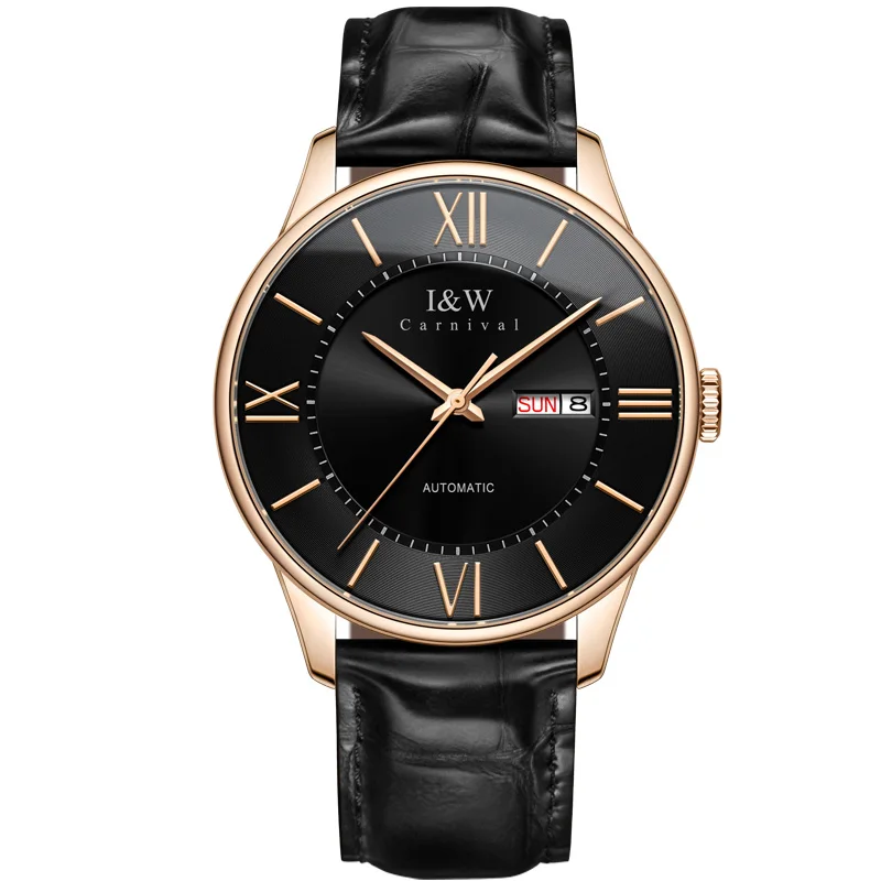 MIYOTA automatic watch men sapphire Luxury brand Carnival Mechanical Men Watches waterproof relogio masculino relojes hombre2019 - Цвет: Gold black C8515 le