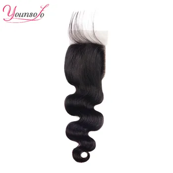 

Younsolo Body Wave Closure Human Hair Lace Closure Non Remy Human Hair Top Closures 4*4 Free Part Can Be Bleached