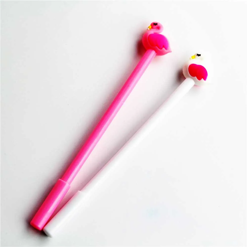 

2pcs/ Set Flamingo Pen Gel Pen Cartoon Small Fresh Pen Refill Pen Stationery Office For School 2021