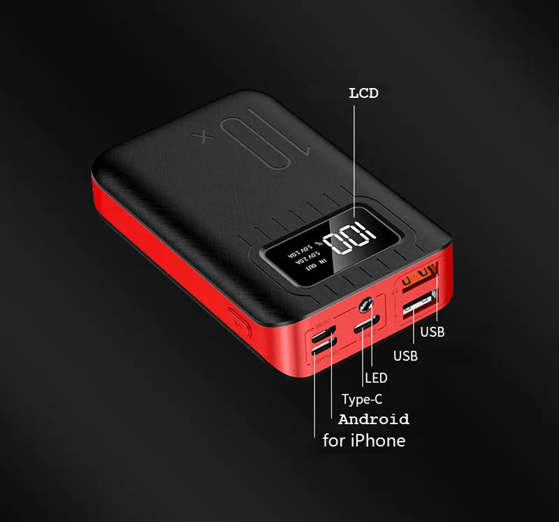 Mi ni power bank 10000 мАч для iPhone 8 Xiaomi mi, портативное зарядное устройство для телефона, внешний аккумулятор с двумя usb-портами, порт type-C, внешний аккумулятор