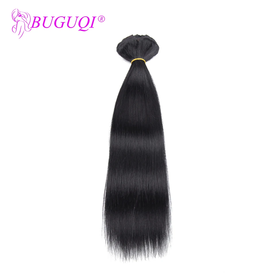 BUGUQI Hair Clip In Human Hair Extensions Brazilian Natural Black Remy 16-26 Inch 100g Machine Made Clip Human Hair Extensions