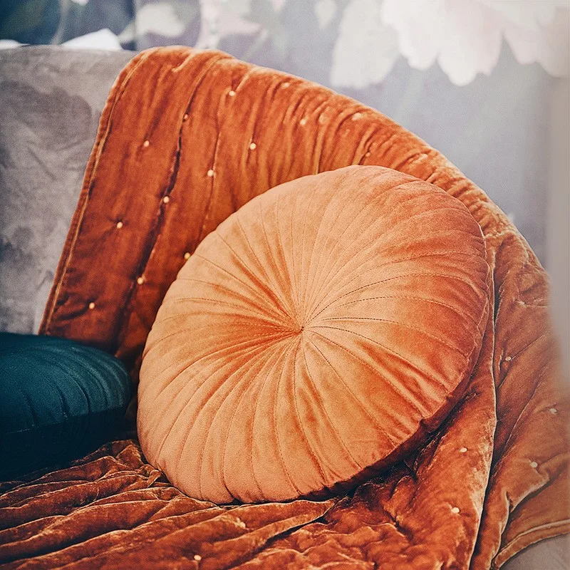 

Pillow case Pumpkin Round Velvet Pillow Cushion Office Waist Pillow Sofa shion Home Decor Pillow
