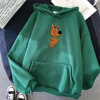 

Dog Cartoon Print Cute Kawaii Sweatshirt Warm Streetwear Drawstring Harajuku Pullover Fleece Hoodies Women Japan Hoody Girl