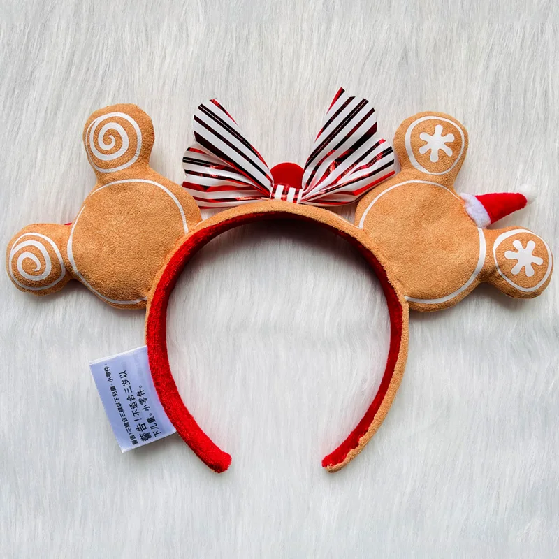 Disney Christmas Mickey Mouse Gingerbread Candy Headband Ears Disneyland Minnie Christmas Decoration Gifts