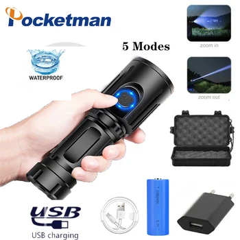

6000 Lumen XHP50 Led Flashlight Torch Tactical 5 modes Waterproof Handlamp 26650 battery USB Rechargeable For Fishing Camping
