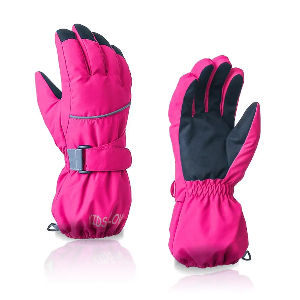 Профессиональные лыжные перчатки для девочек и мальчиков, водонепроницаемые зимние теплые перчатки, Детские ветрозащитные перчатки для катания на лыжах, сноуборде, верховой езды
