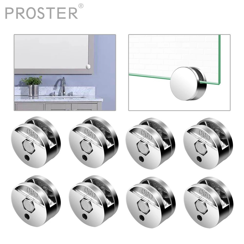 8pcs Useful Durable Stainless Steel Glass Clamp Bracket Glass Bracket Clamp Clip