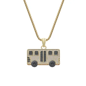 

fashion Hip hop necklace Men personality Bus charm trend Pendant mosaic crystal Zircon steam Punk wholesale jewelry Free shippin