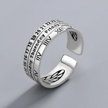 

S925 Sterling Silver Open Ring Retro Roman Numerals Ins Style Popular Hand Jewelry