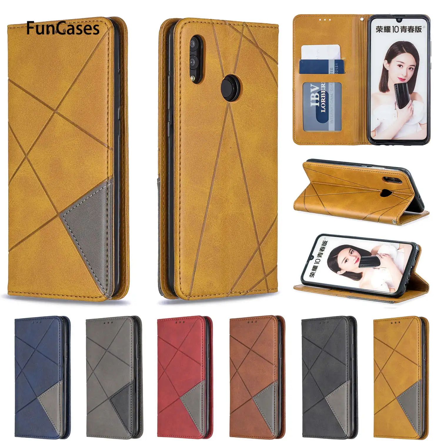 Деловой Чехол книжка из искусственной кожи чехол для телефона huawei P Smart 2019