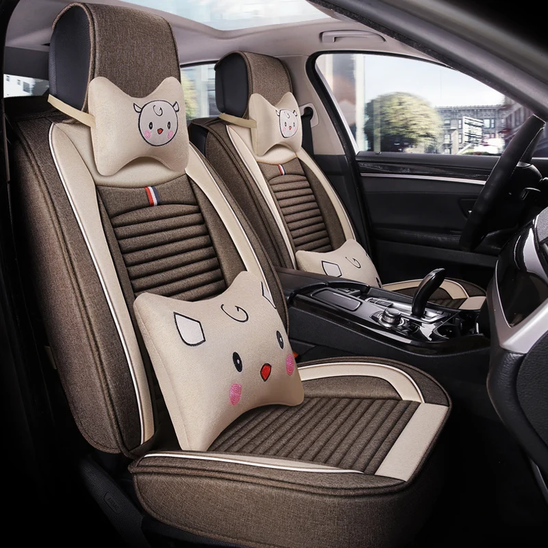 

Full Coverage flax fiber car seat cover auto seats covers for Clio logan renault sandero fluence megane laguna latitude cap tur