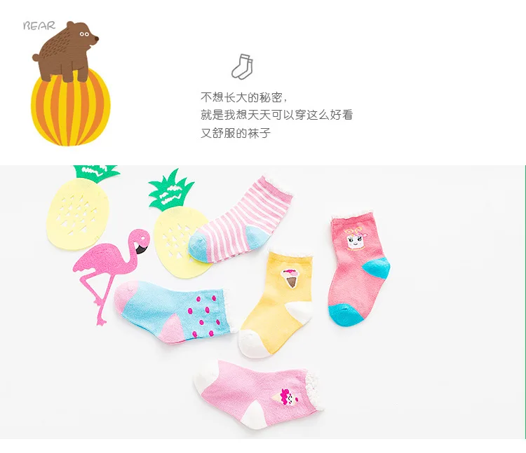 Стиль Модные осенне-зимние детские носки с персонажами из мультфильмов-Стиль «мороженое» для девочек, короткие носки ребенка носки