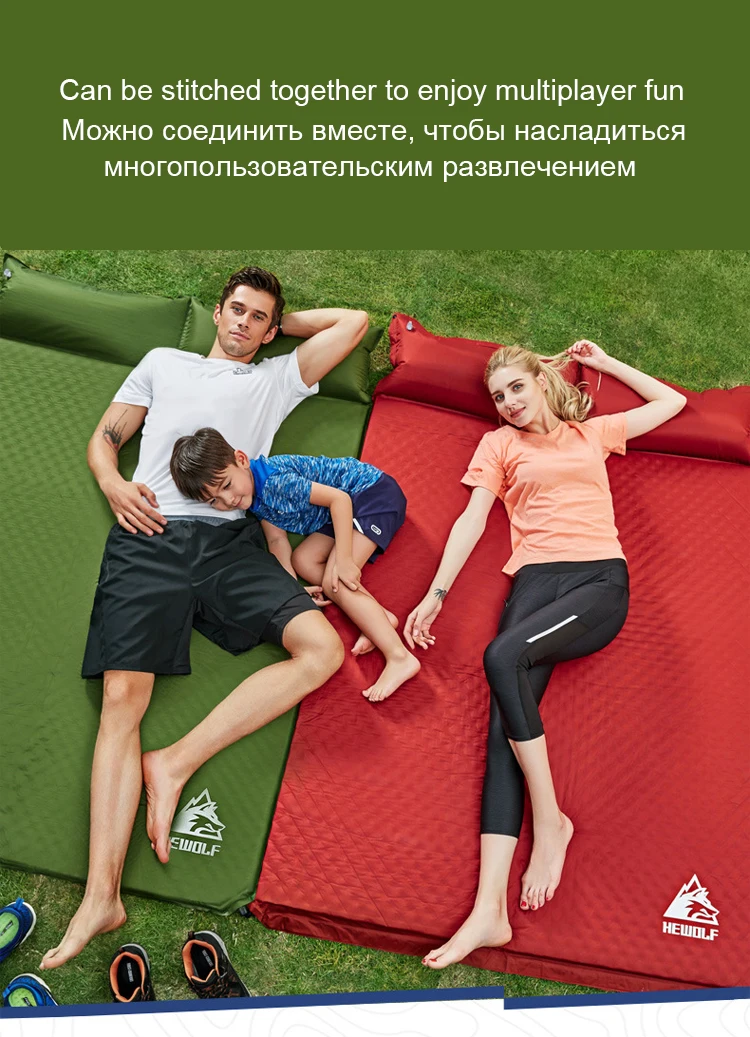 Thicken 5cm inflatable mattress double automatic inflatable cushion Outdoor moisture-proof tent sleeping pad lunch break