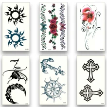 12Pcs/Lot Waterproof Temporary Tattoos Stickers,Water Transfer Sticker, Totem Cross Flower Pattern for Men, Woman,Body makeup