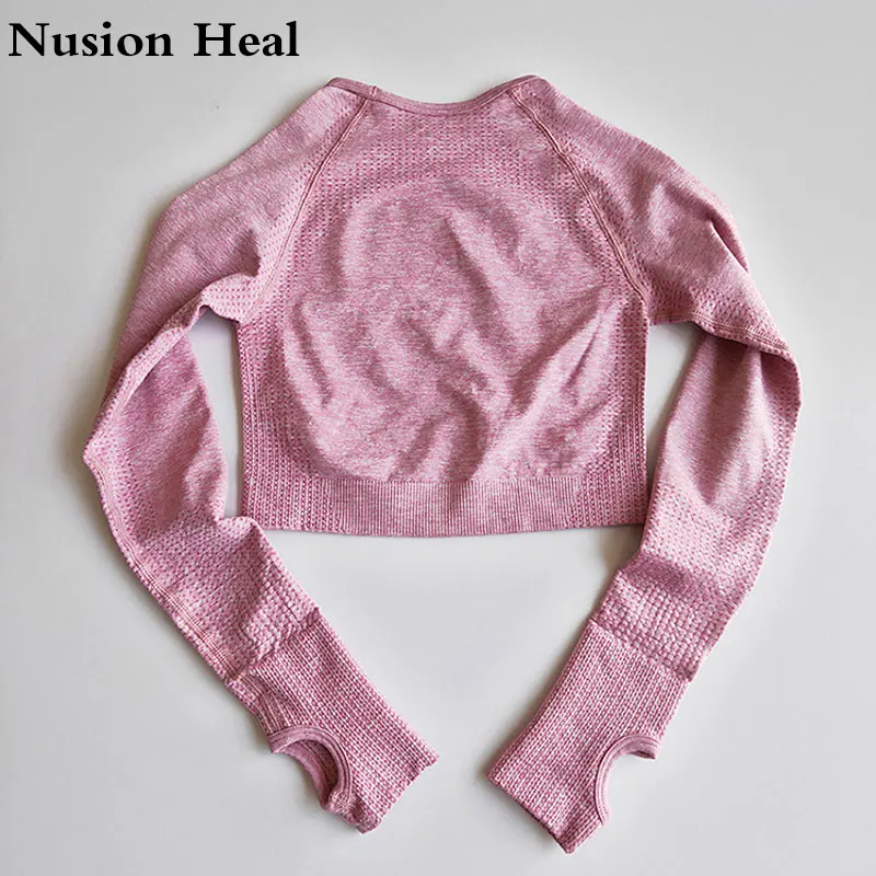 Sexy Long Sleeve Gym Yoga Sports Crop Top Women's Seamless T-shirt Fitness Woman Sport Tshirt Workout Tops For Women Sportswear