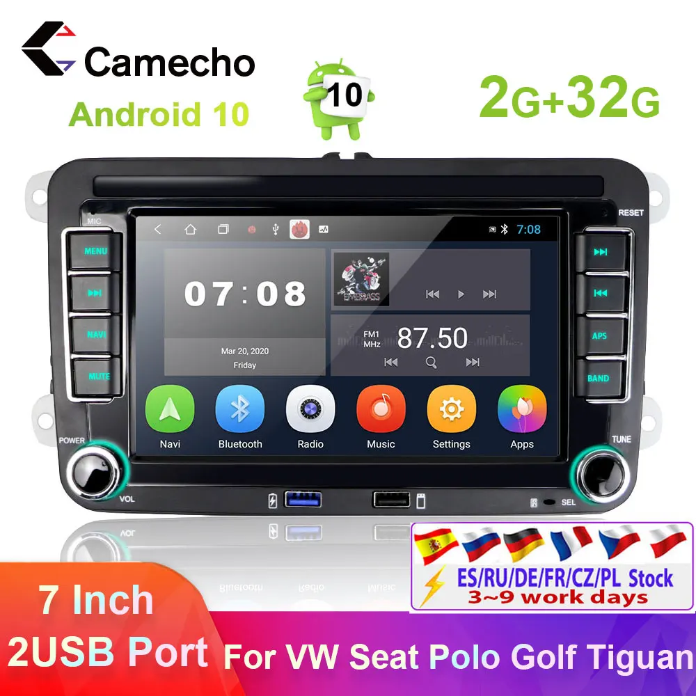 Camecho 2 Din Autoradio Android Car Multimedia Player 2 Din Autoradio Per Vw Volkswagen Skoda Seat Polo Tiguan Golf Passat B6 B7
