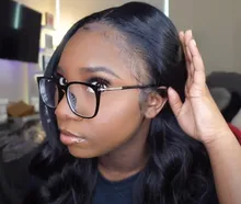 Transparente pelucas de encaje de la peluca de la onda del cuerpo de 13x4x1 frente de encaje pelucas de cabello humano Pre arrancó parte de encaje peluca para las mujeres negras Wondergirl