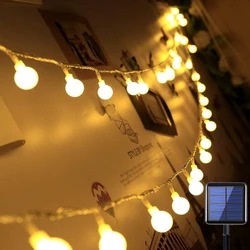 100 boules de cristal 12M 5M/10M, guirlande solaire à lumière LED, décoration pour arbre, jardin, noël, extérieur 