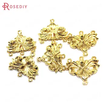

(38568)10PCS 18x21MM 24K Champagne Gold Color Brass Lotus Flower Connect Charms Pendants Jewelry Making Supplies Diy Findings