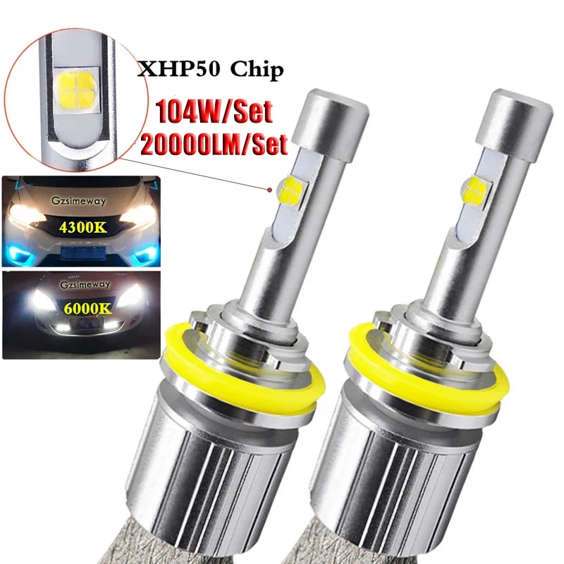 

Car Light H11 LED H7 H4 H1 9005 HB3 9012 9006 HB4 D2S Headlight XHP50 4300K 6000K Bulbs 104W 20000LM H3 H8 880 881 Auto Fog Lamp