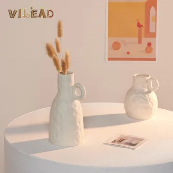 

VILEAD 5 Styles Ceramic White Vase Abstract Art Vase Hydroponic Vase Blanc Living Room Bedroom Ornaments Vase Decor Home