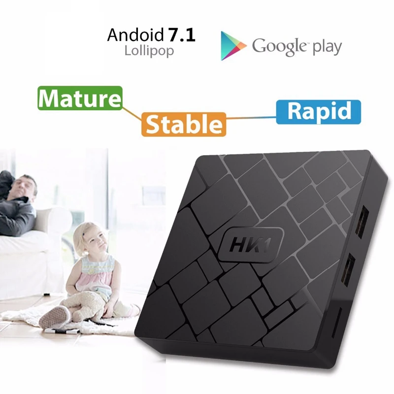 Hk1 Android 7,1 Smart Tv Box 4K Amlogic S905W 2G Ram 16G Rom телеприставка Wifi медиаплеер ТВ приемник Play Store Бесплатные приложения Eu P