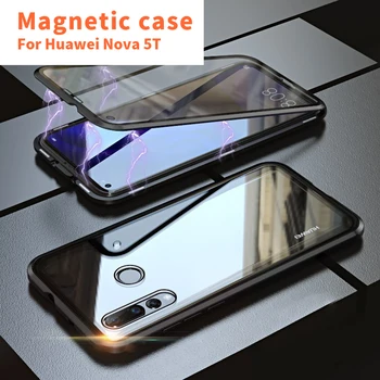

Magnetic Adsorption Metal Case For Huawei nova 5T Tempered Glass Back Magnet Cover For Huawei nova 5T