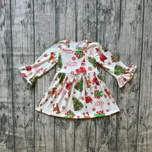 Рождественское Эксклюзивное платье для девочек; детская Рождественская розовая туника с длинными рукавами; модные вечерние платья для малышей; сезон осень-зима