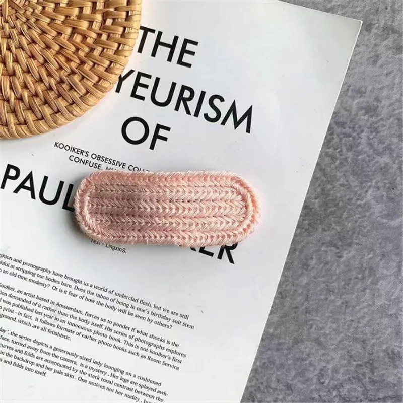 pink 10 шт./лот, ручная работа, цветные шерстяные заколки, геометрические овальные детские заколки для волос, аксессуары для волос для девочек, милые BB заколки - Цвет: pink
