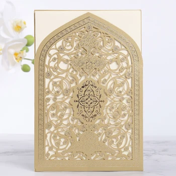 

10pcs Laser Cut Wedding Invitation Cards Customized Islamic Muslim Card Greeting Card Ramadan Decoration Party Favors Supplies