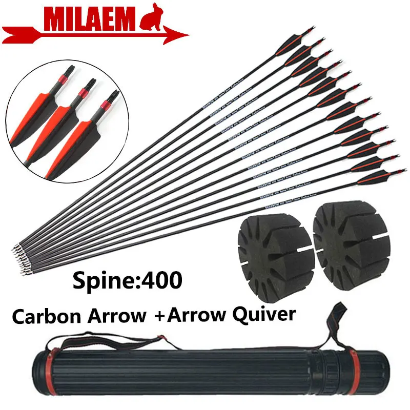 6/12pcs 30inch Archery Carbon Arrow Arrow Quiver Spine 400 Explosion