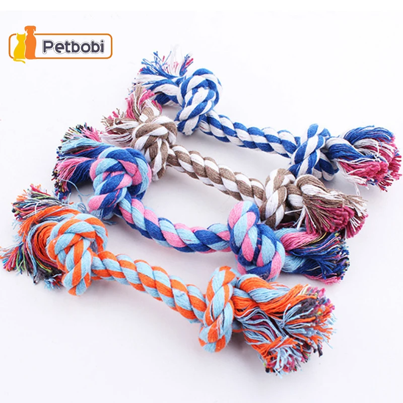 

1PC 4 Size Random Color Pets Dogs Puppy Cotton Chew Knot Toy Durable Braided Bone Rope Clean Tooth Funny Dog Tool Pet Supplies