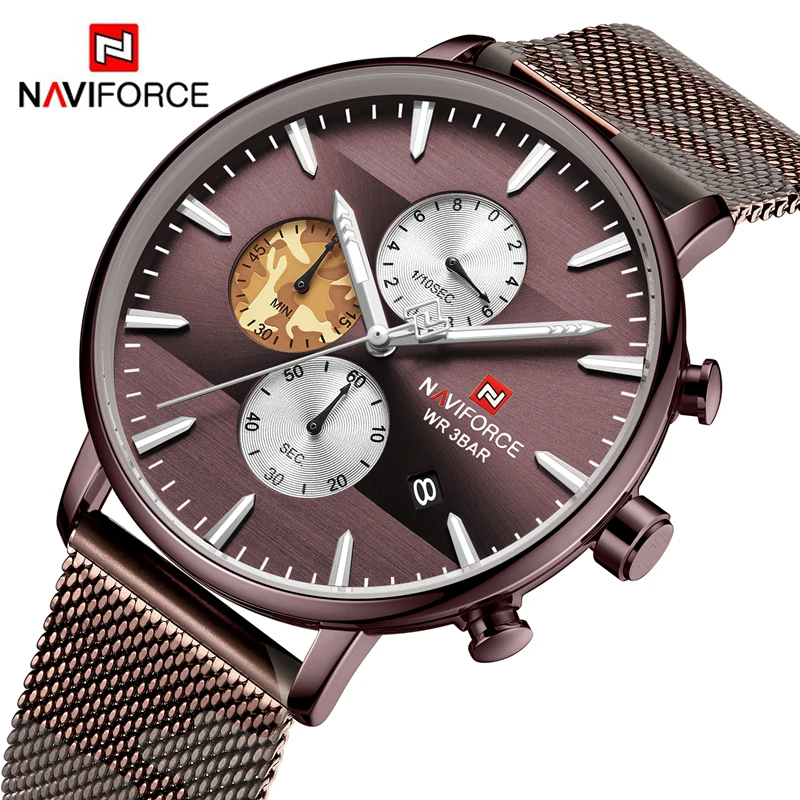 NAVIFORCE спортивные часы для мужчин s лучший бренд класса люкс мужские часы из нержавеющей стали с сетчатым ремешком водонепроницаемые кварцевые часы Relogio Masculino