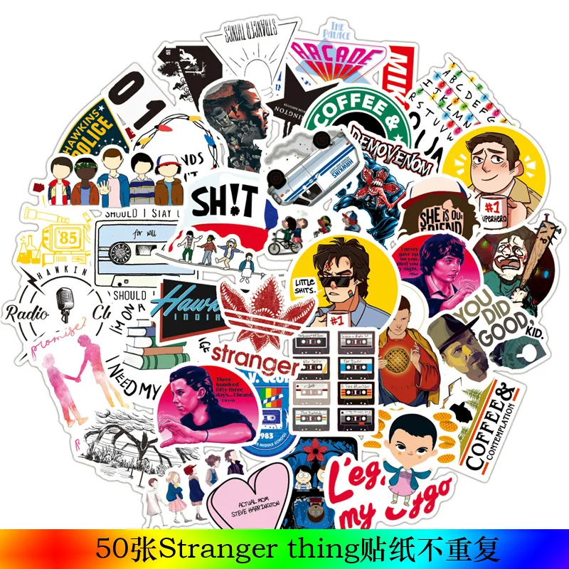 

2019 30PCS Pack Stranger Thing Figure Stickers Set Anime Toy Sticker For Luggage Skateboard Motorcycle Laptop Waterproof Sticker