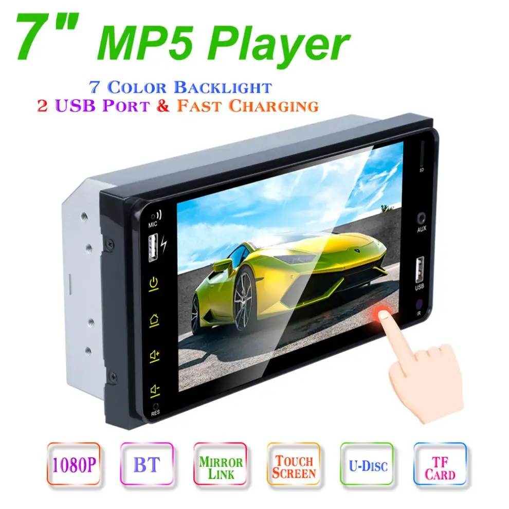 7 Inch 2 DIN HD Capacitive Touch Screen Bluetooth-compatible Car MP5 Player Support MirrorLink /SWC Function Fit for Toyota | Автомобили и